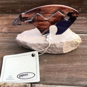 Lazart Fetish Bear Figurine Metal Sandstone Laser Cut Petroglyph 3 Inch